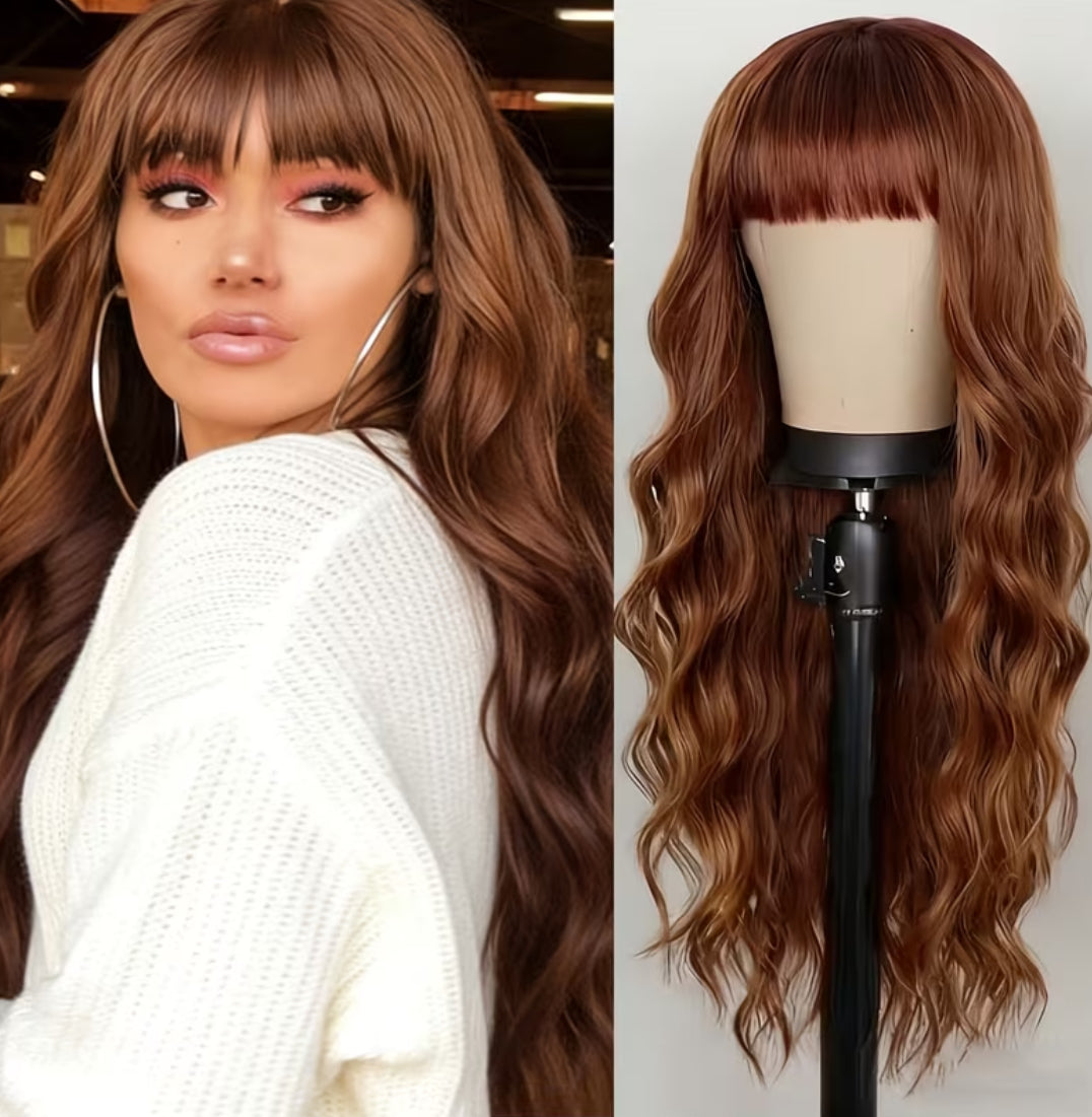Brown Deep wave Faux hair wig