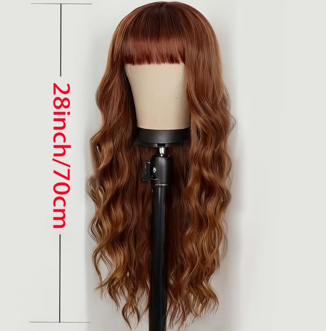 Brown Deep wave Faux hair wig