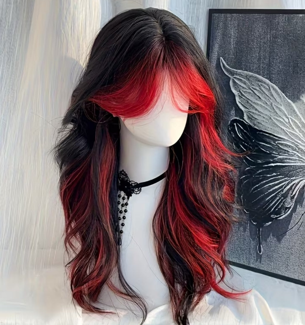 Funky black and red wig