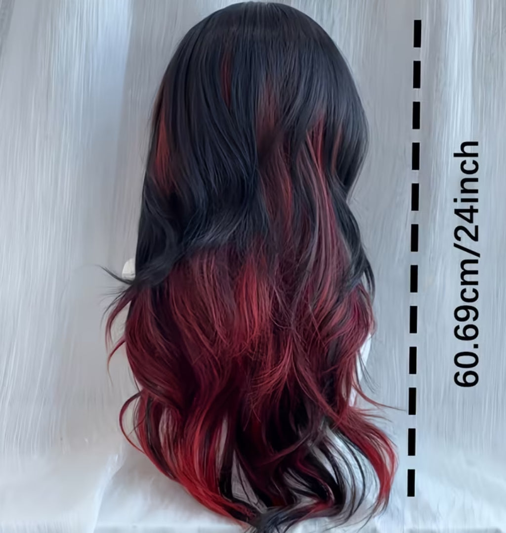 Funky black and red wig