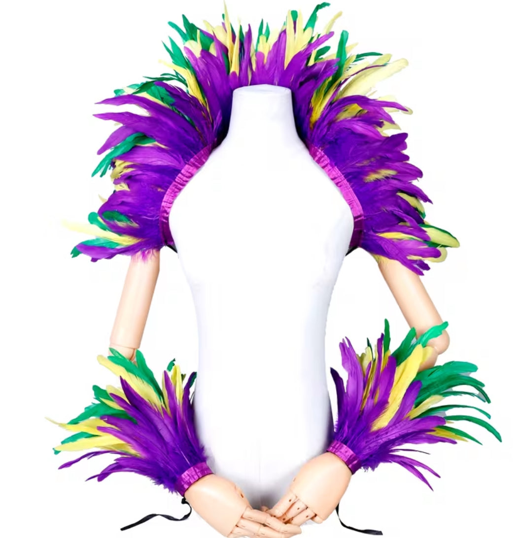 Feather shawl cuff set